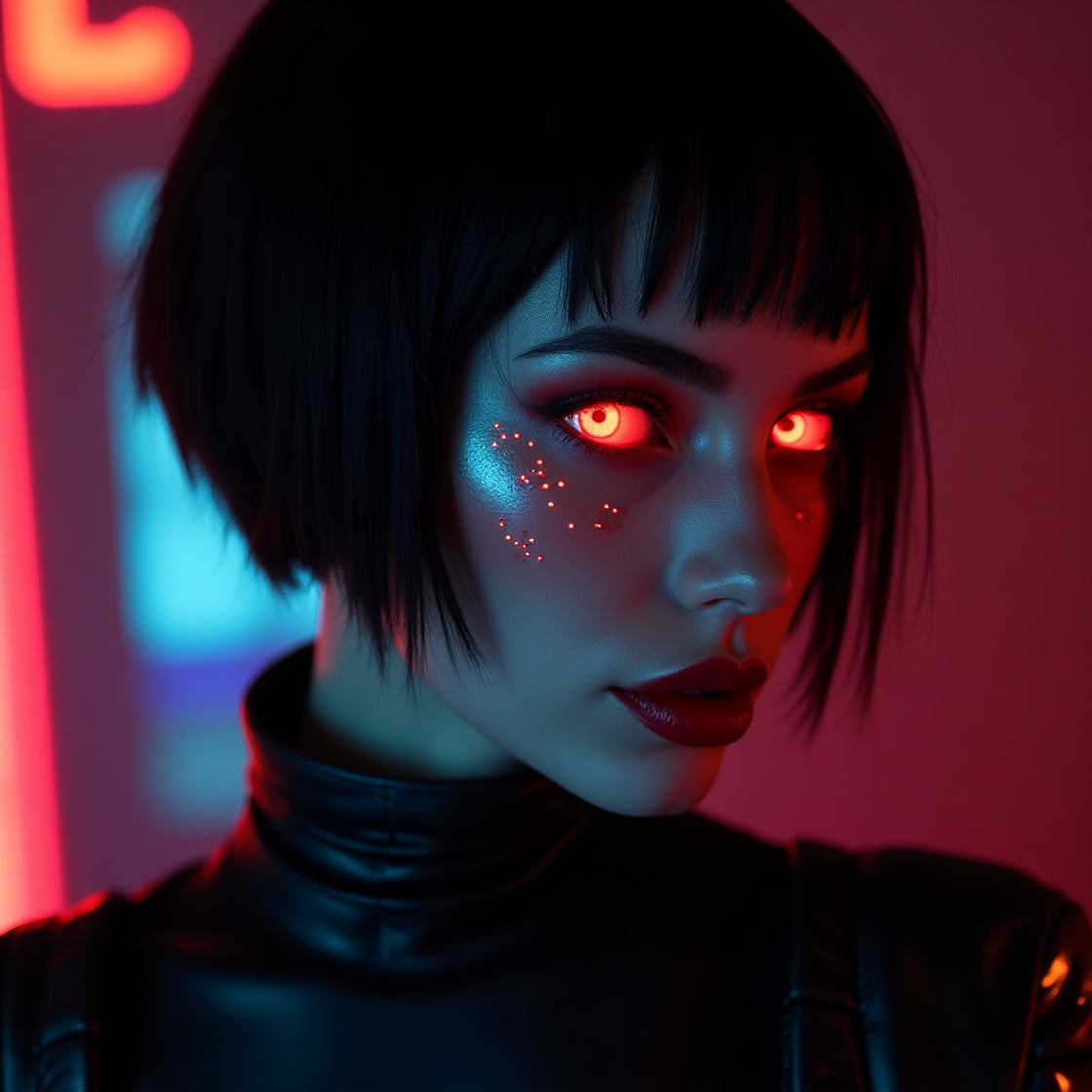 Cyberpunk Red Eyed Woman
