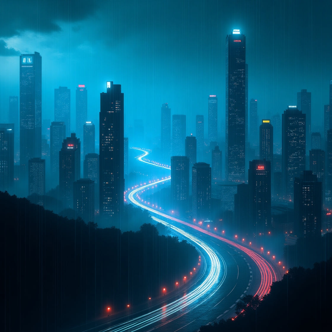 Blue Cyberpunk City