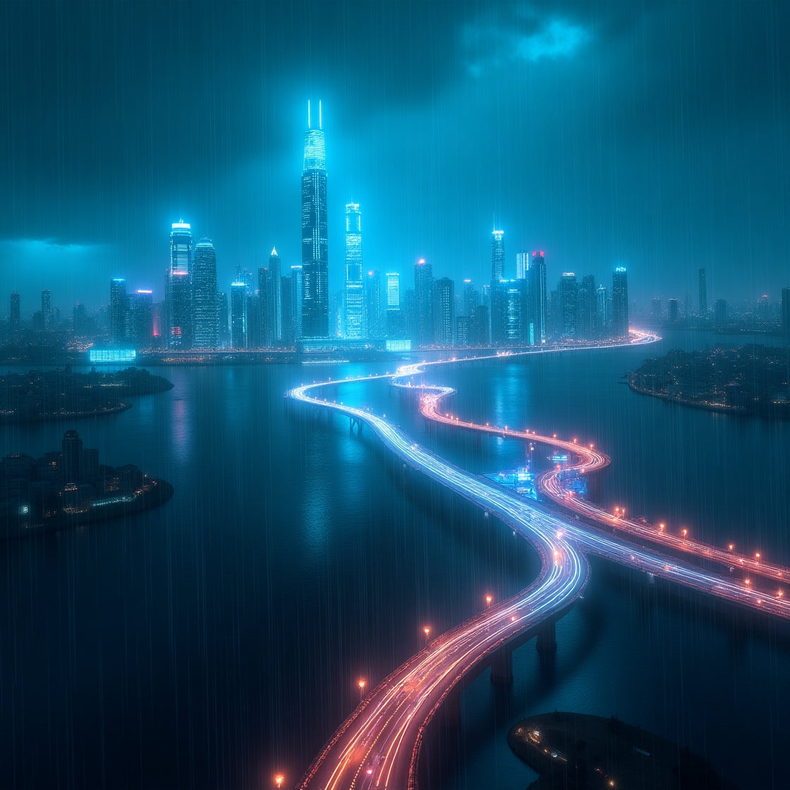 Blue Cyberpunk City