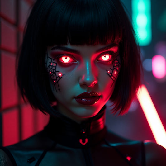 Cyberpunk Red Eyed Woman