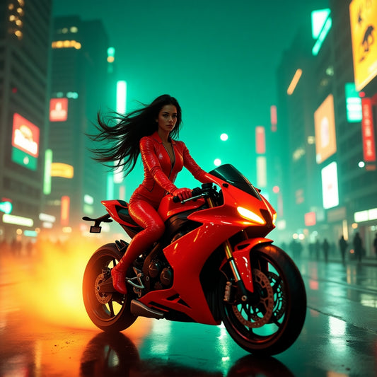 Cyberpunk Themed Motorcycle Art