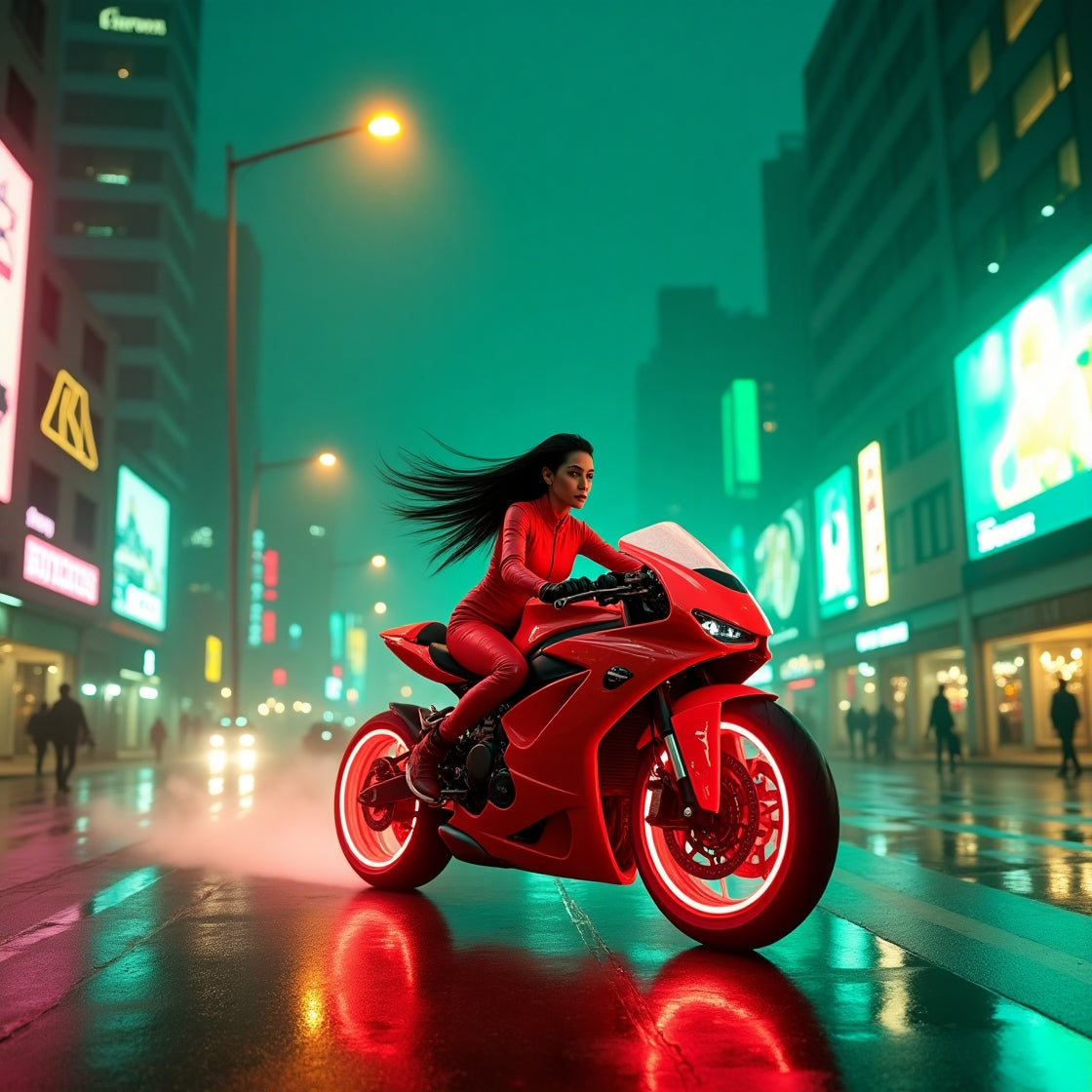 Cyberpunk Themed Motorcycle Art