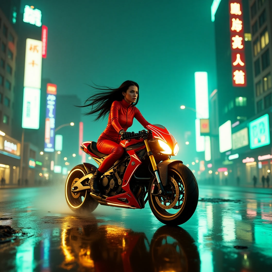 Cyberpunk Themed Motorcycle Art