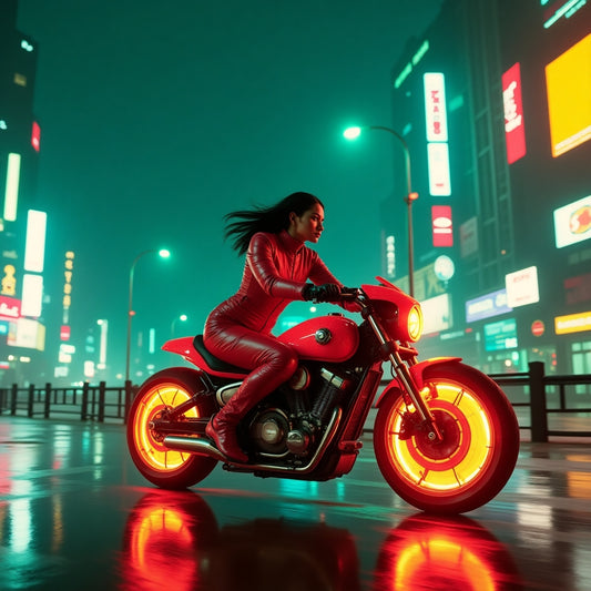 Cyberpunk Themed Motorcycle Art