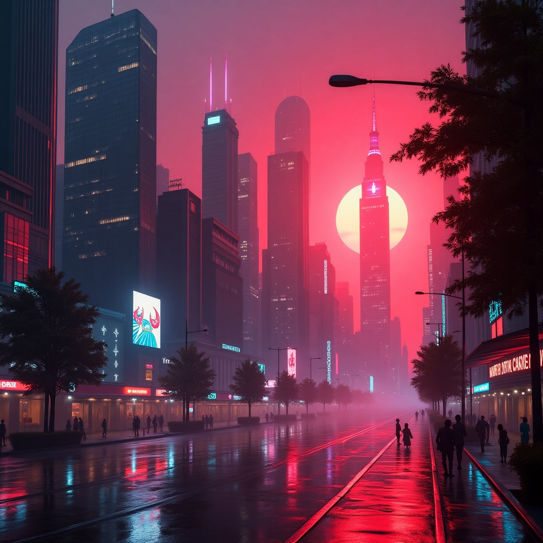 Red Cyberpunk City